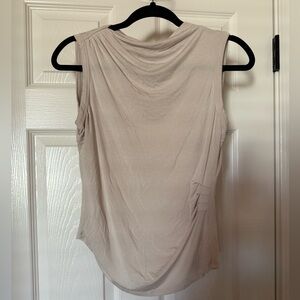 Calvin Klein Sleeveless Draped Neck Tank in Light Taupe